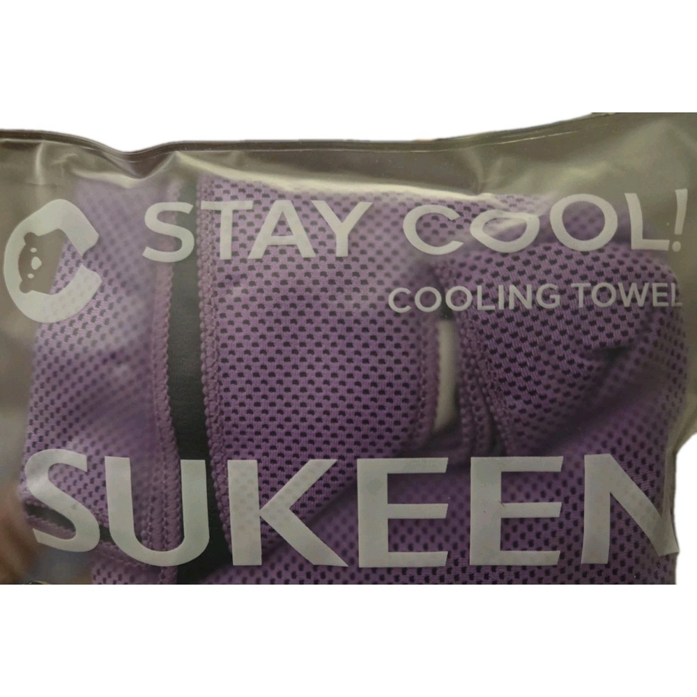 Sukeen CoolinTowel Purple 40x12 Cold SportTowel Gym Workout Heat Relief w/ Pouch